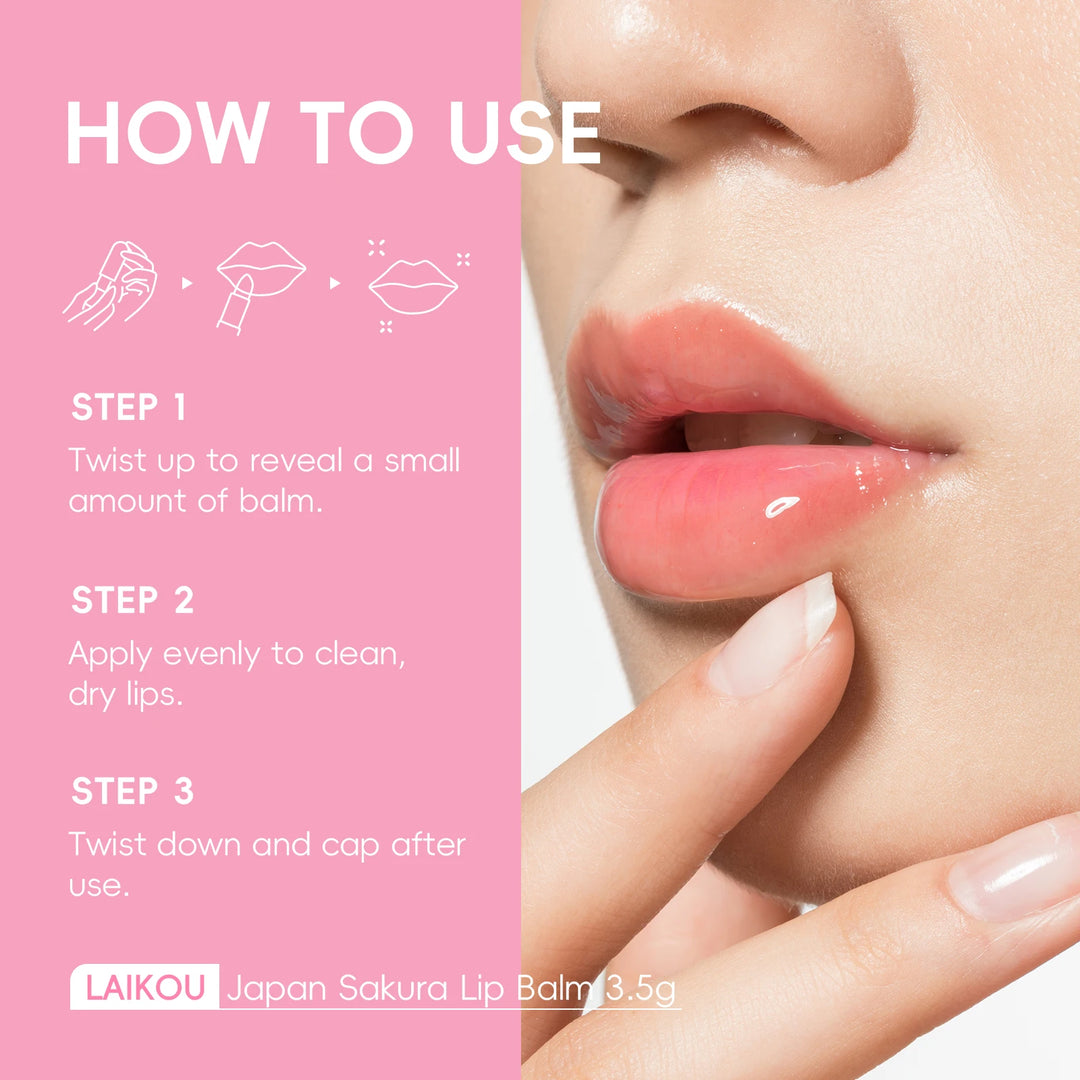 LAIKOU Japan Sakura Lip Balm Hydrating Plumping Treatment Soft Radiant Lip Care 3.5g