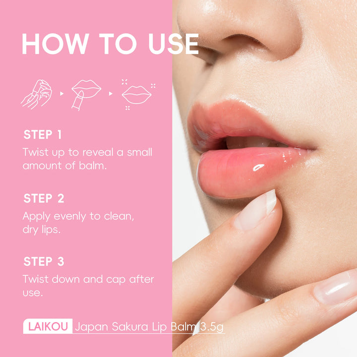LAIKOU Japan Sakura Lip Balm Hydrating Plumping Treatment Soft Radiant Lip Care 3.5g