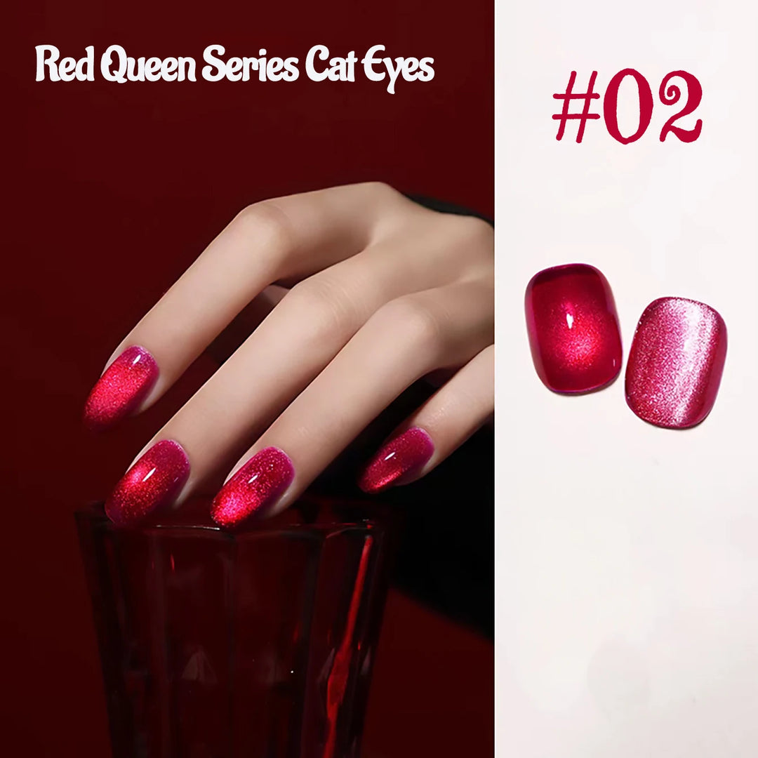 12ML 1-21PCS Autumn Nails Red through half the Sky Cat Eye Nail Glue Halloween New Whitening Glass Bead Cat Eye Nail Polish
