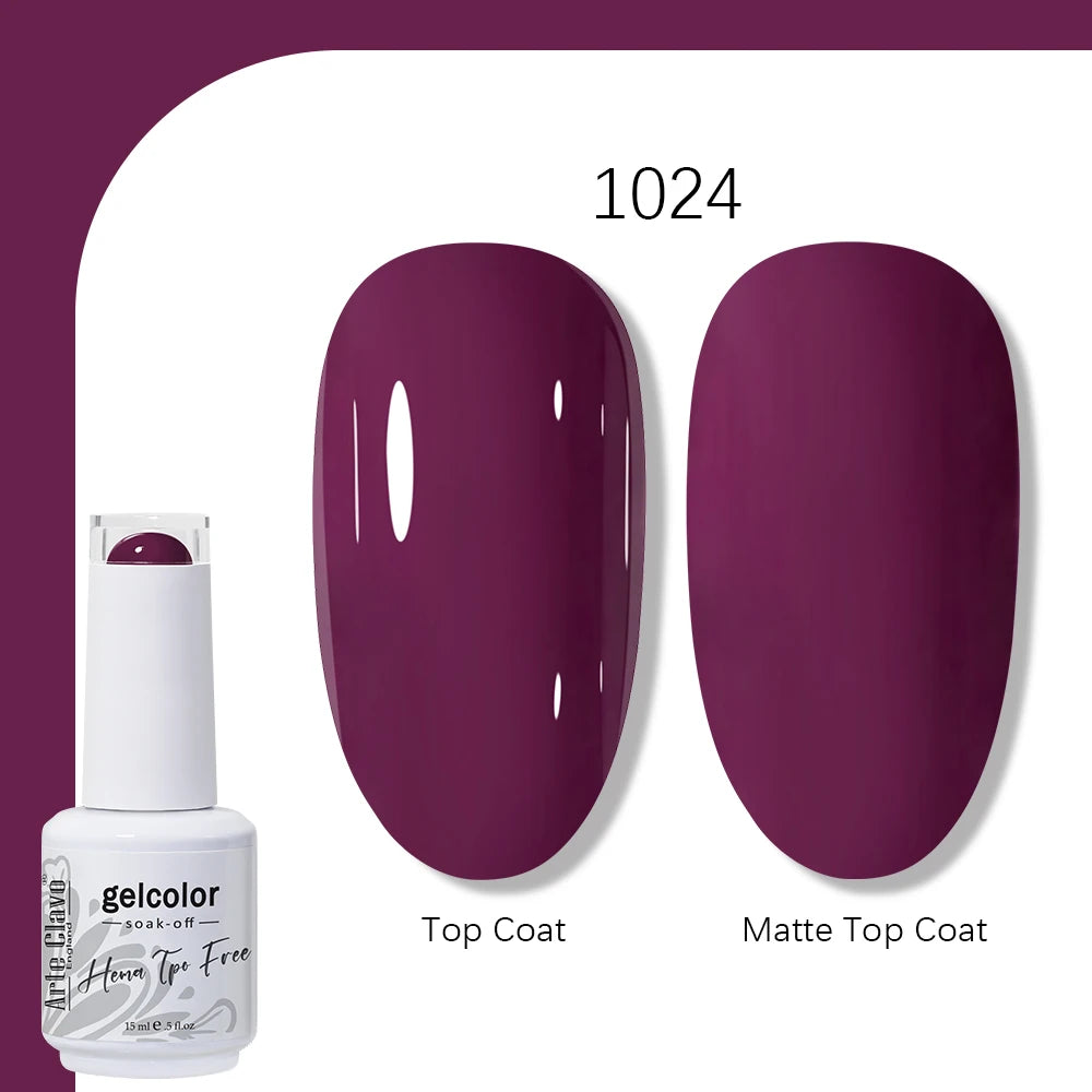 Arte Clavo Solid Color Gel Nail Polish 15ml Soak Off UV LED Gel Semi-Permanent Glitter Polish For Manicure Nail Art Salon Gel