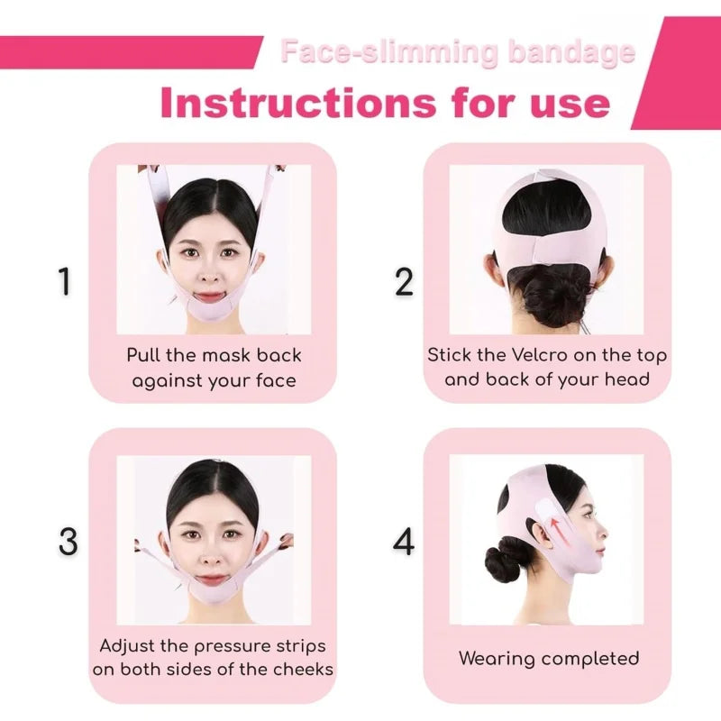 Facial Sculpting Mask & Facial and Eye Mask Massage Roller Reusable Adjustable V-shaped Face Bandage Portable Body Massage Tool