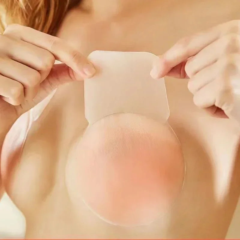 1 Pair Silicone Up Bra Sticker Waterproof Nipple Cover Lift Adhesive Invisible Bra Breast Pasty Women Chest Petals Reusable Bras