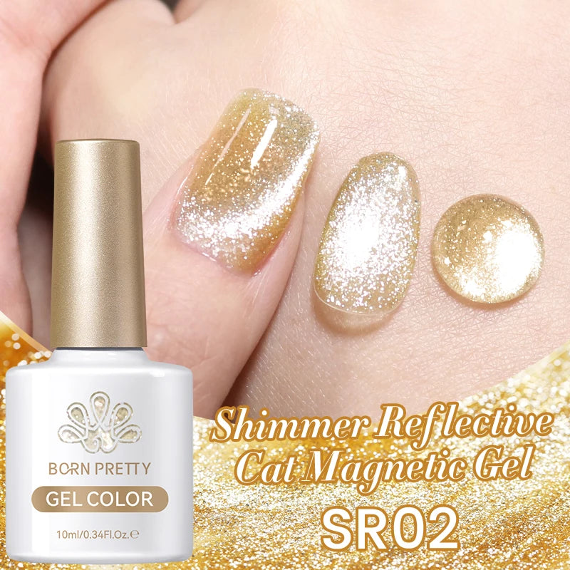 BORN PRETTY 10ml Silver Water Light Cat Magnetic Gel Nail Polish Nail Supplies Vernis Semi Permanent Gel for Fall Winter Nails