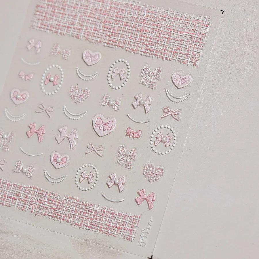 1PCS Crystal Diamond Nail Sticker Mix Pink Swan Flower Frame Butterfly Self Adhesive Nail Art Stickers DIY Cute Decoration Parts