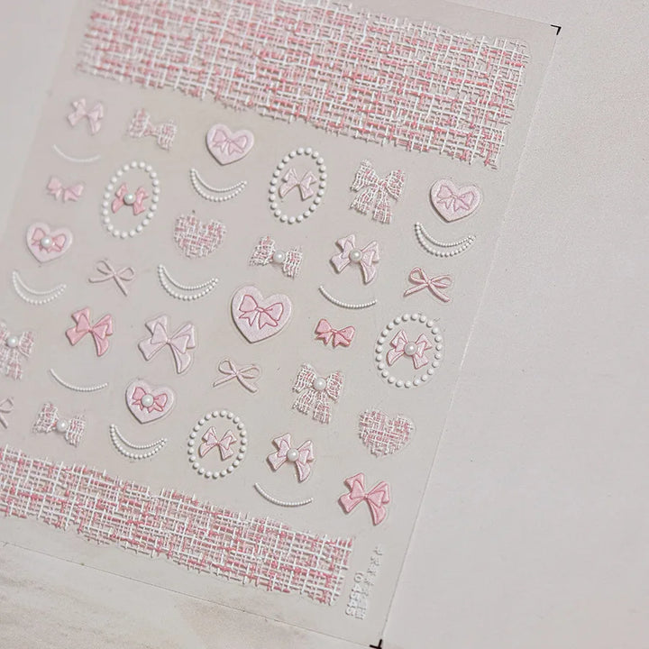 1PCS Crystal Diamond Nail Sticker Mix Pink Swan Flower Frame Butterfly Self Adhesive Nail Art Stickers DIY Cute Decoration Parts