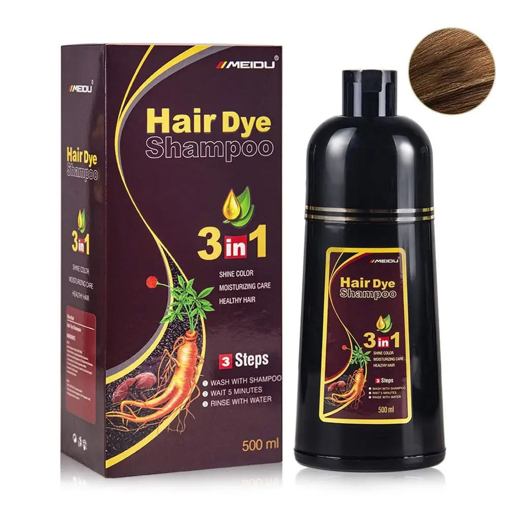 Meidu 3 In 1 Instant Coloring Shampoo Natural Black Color for Men Women Hair Dye Herbal Brown Purple Hair Dye Hair Dye Shampoo