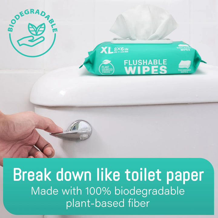 6 Packs x 48 Ct, 288 Wipes Flushable Wet Wipes For Home Outdoor Use, Thickened Butt Wipes,