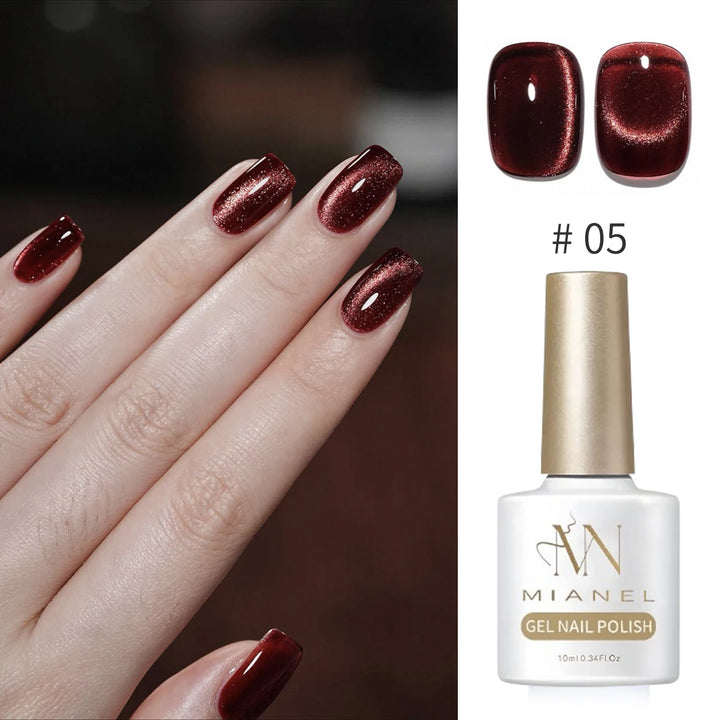 12ML 1-21PCS Autumn Nails Red through half the Sky Cat Eye Nail Glue Halloween New Whitening Glass Bead Cat Eye Nail Polish