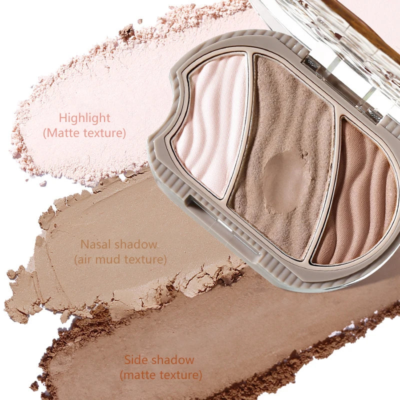 Matte Highlighter Contouring Palette Bronzer Makeup Grey Brown Shading Eye Nose Contour Natural Brighten Face Highlighter Powder