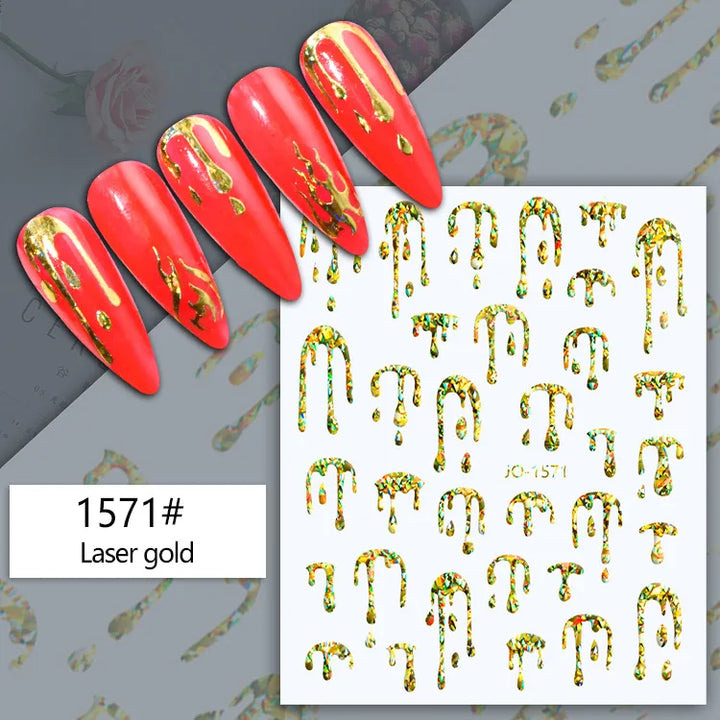 Nail Art Stickers Water Decals Eyes Stripe Nail Art Decorations for Manicure Accessories Press on Nails Foil Stickers and Decals