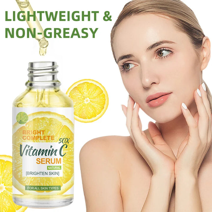 Lemon VC Facial Serum Brightens Skin Tone Fades Acne Marks Evens Complexion 50x Vitamin C Whitening Essence for Radiant Glow