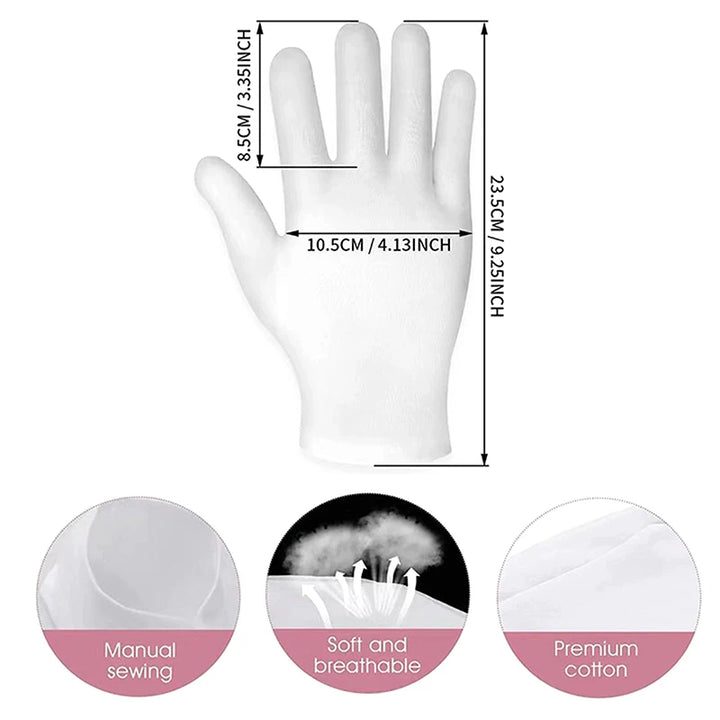Soft Cotton Moisturizing Gloves For Dry Cracked Hands Bedtime Spa Treatment Lotion Locking Exfoliating