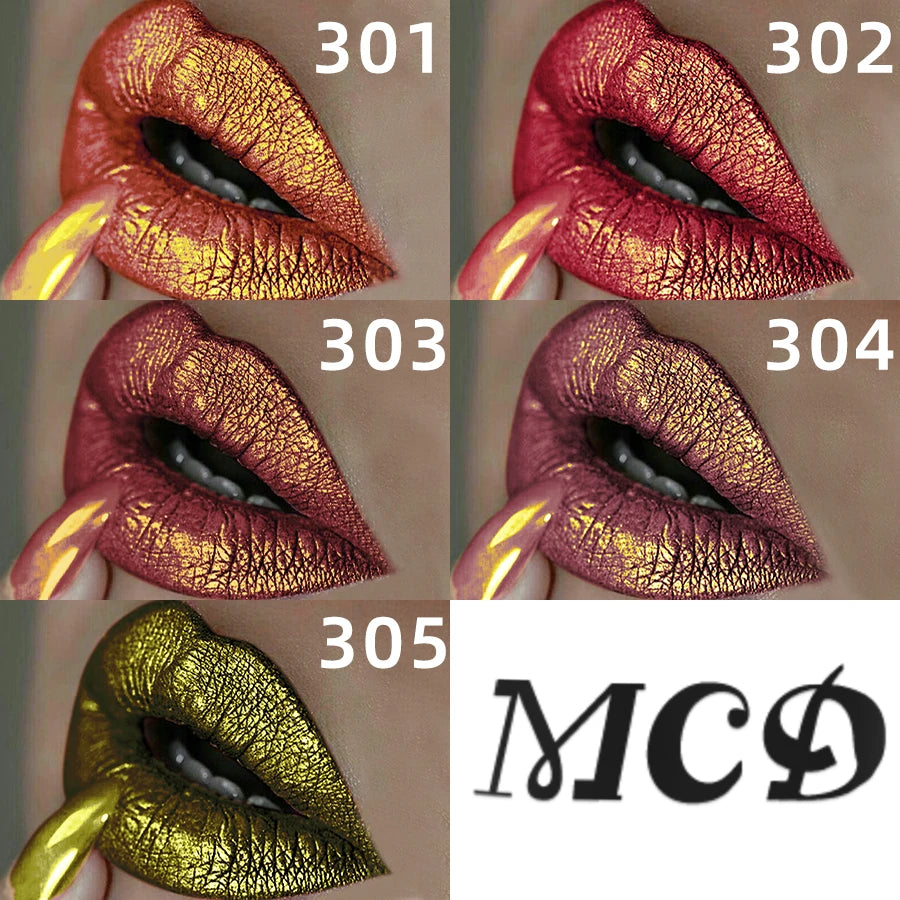 5 colors pearlescent metallic lipstick bold& intense glitter shinny lip tint  long lasting lip senior matte lip makeup gifts
