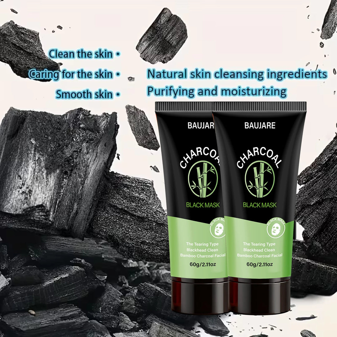 Charcoal Black Mask (Tearing Type): Bamboo Charcoal, Cleans Blackheads/Pores, Leaves Skin Smooth & Delicate