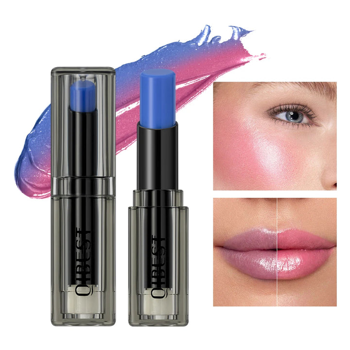 QIBEST Blue Black Lipstick Temperature Color Changing Lip Balm Moisturizing Lasting Ph Change Color Lip Stain Tint Cosmetics