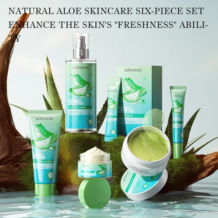 Aloe Vera Skincare Set Cleansing Face Cream Facial Cleanser Toner Acne Spot Whitening Gel Eye Mask Moisturizing Skin Care