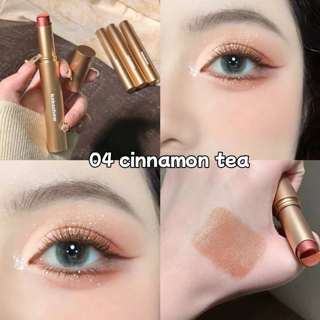3 Colors Gradient Eyeshadow Stick Sparkling Pearl Cream Stick Long Lasting Eye Makeup Lazy Easy Blend for Daily Eye Shadow