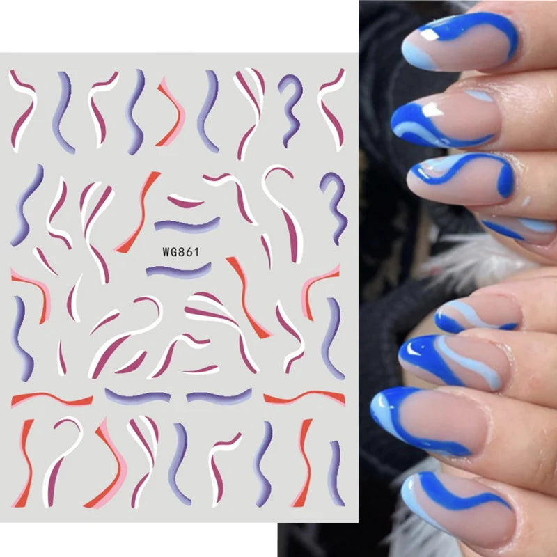 Nail Art Stickers Water Decals Eyes Stripe Nail Art Decorations for Manicure Accessories Press on Nails Foil Stickers and Decals