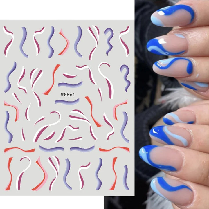 Nail Art Stickers Water Decals Eyes Stripe Nail Art Decorations for Manicure Accessories Press on Nails Foil Stickers and Decals
