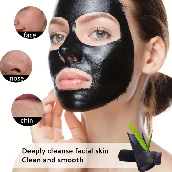 Charcoal Black Mask (Tearing Type): Bamboo Charcoal, Cleans Blackheads/Pores, Leaves Skin Smooth & Delicate
