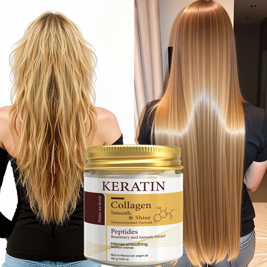 Keratin Collagen Hair Mask with Peptides & Rosemary - Intense Smoothing & Shine for All Hair Types - Deep Conditioning Treatment