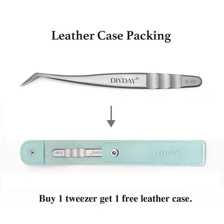 DIYDAY Anti-slip Eyelash Tweezers Stainless Steel Eyebrow Precision Tweezers Fiber Tip Volume Isolation Lashes Extension Tweezer