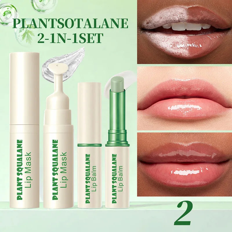 Dk'De Lip Balm+Lip Mask 2in1 Set |   Moisturizing, Soothing, and Long-Lasting Hydration |   3 Colors Available for Selection |   Night Repair Lip Wrinkle Reduction |   Daytime Lip Care to Prevent Chapped Lips