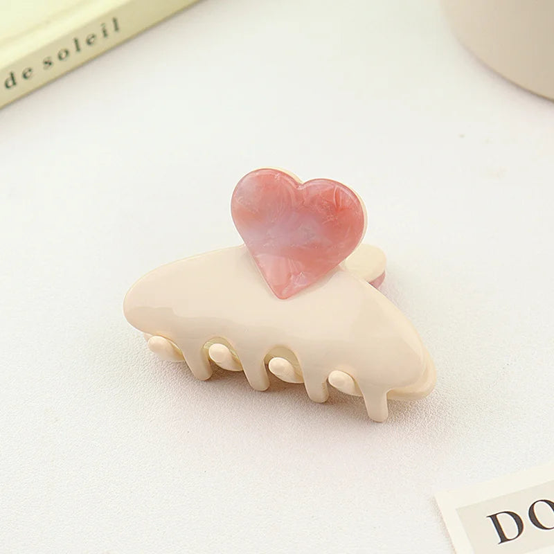 Creative color matching acetate hair clip sweet and cute girl love grab clip back head plate hair shark clip hair accessories
