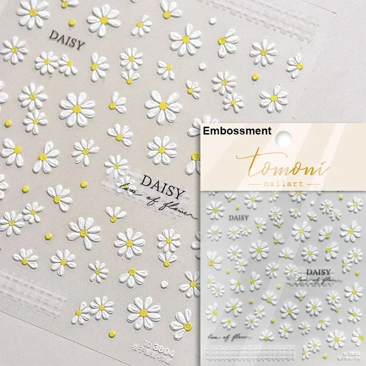Hipster Pure White Flowers Rose Spring Lily Peony Camellia Daisy Jelly Cherry Blossom Magnolia Nail Art Stickers Manicure Decals