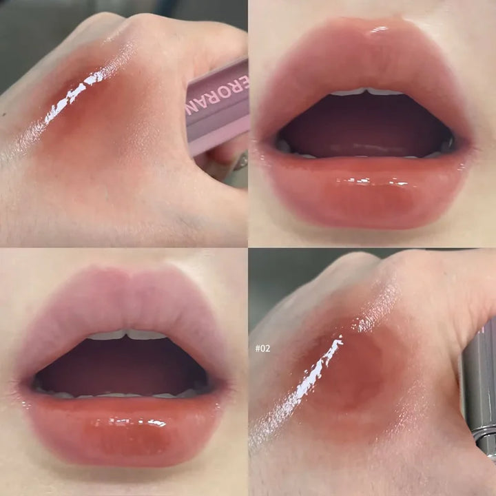 Rose Pink Solid Lip Gloss Mirror Lips Plumping Moisturizing Lipstick Nourishing Water Light Lip Tint Red Lip Glaze Korean Makeup