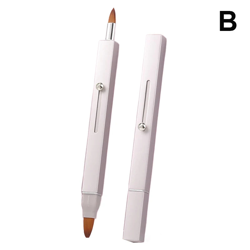 [L&P]Portable Soft Retractable Lip Brush Double Head Makeup Brush With Cover For Lipstick And Concealer Beauty