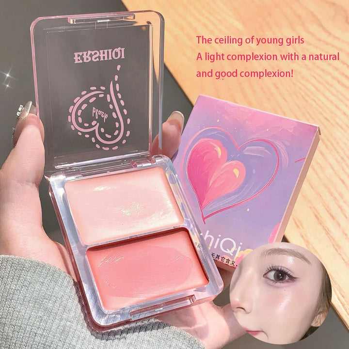 Two-color jelly glow blush, milk peach pink apricot red gem rouge Korean makeup, cream texture, low saturation brightening