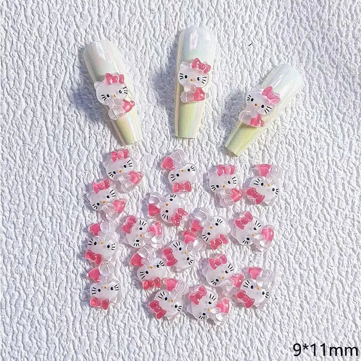 3D Cute Sanrio Family Series Nail Art Jewelry Decor Cartoon Hello Kitty Kuromi Nail Charms Rhinestone Gems Ornament Accessories
