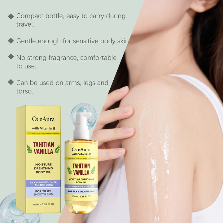Vanilla Hydrating Body Oil Nourishing Soothing Brightening Silky Smoothing Stress Relief Glowing Soft Relaxing Body Essence Oil
