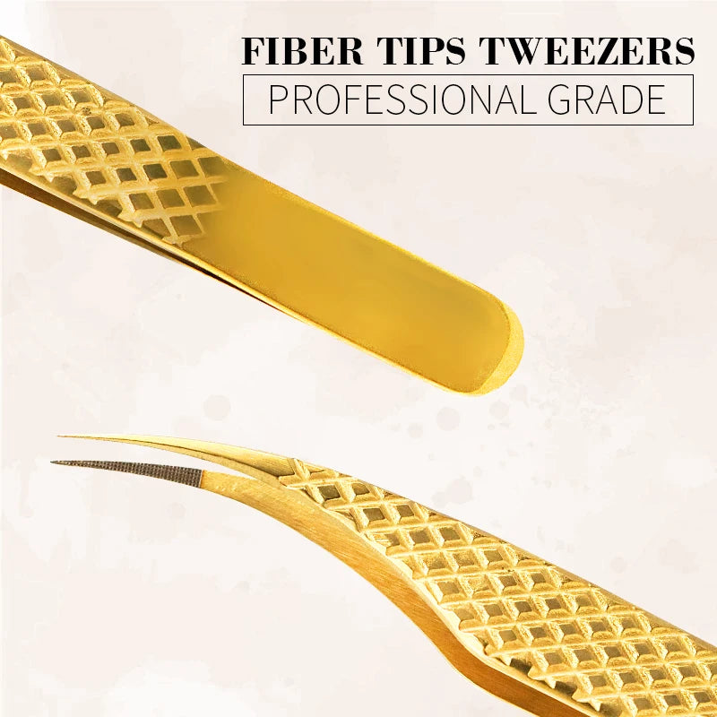 Fiber Eyelash Extension Tweezer Volume Precise Diamond Grip Fiber Tip Stainless Steel High Quality Eyebrow Makeup