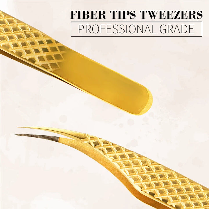 Fiber Eyelash Extension Tweezer Volume Precise Diamond Grip Fiber Tip Stainless Steel High Quality Eyebrow Makeup