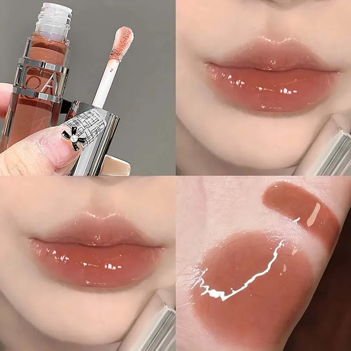 Peach Pink Jelly Water Light Glass Gloss Lip Gloss Lasting Non-stick Waterproof Lip Plumping Moisturizing Lipgloss Korean Makeup