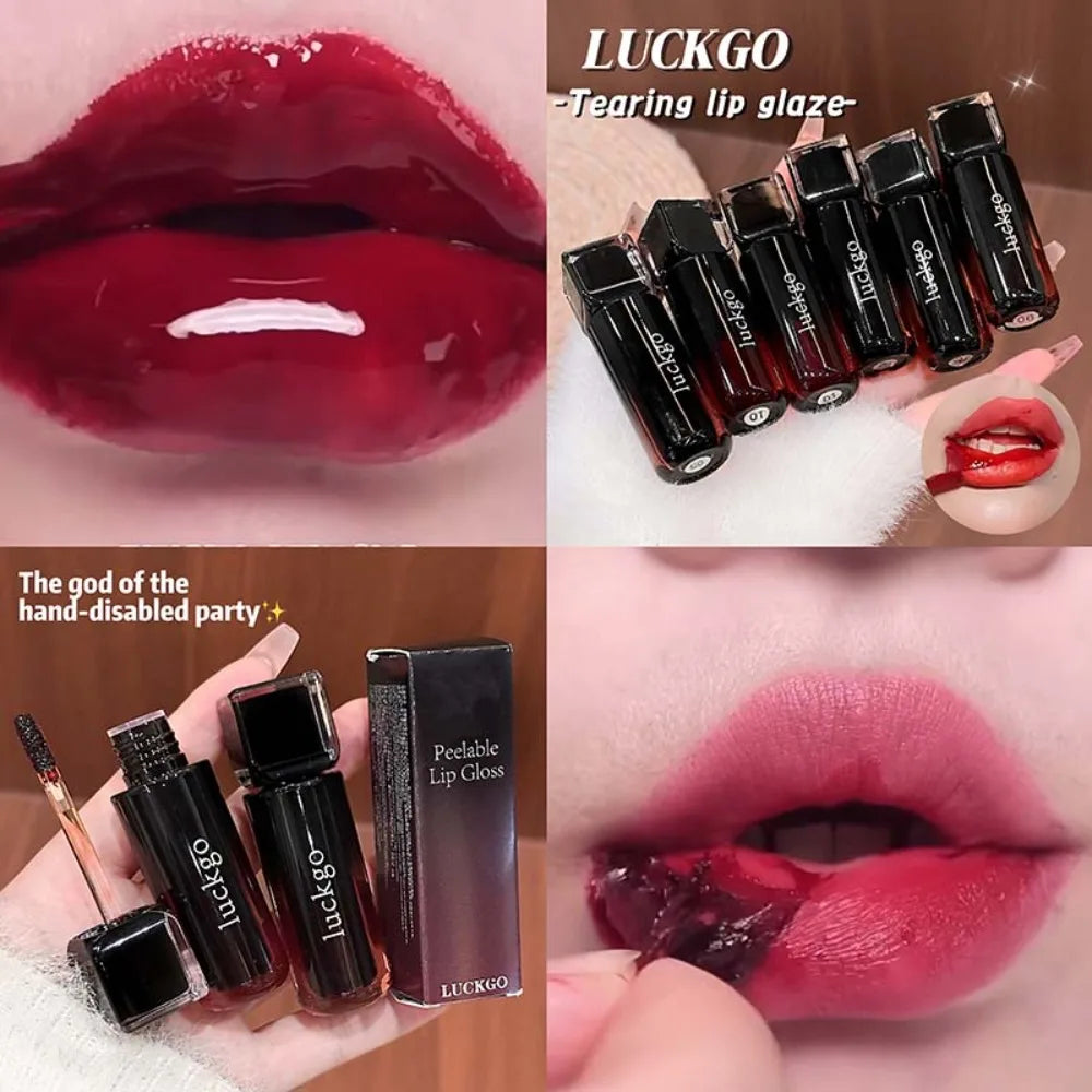 LUCKGO Peelable Lip Stain Matte Korean Waterproof Tear Off Lip Gloss Sweat Resistant Long Lasting Non Transfer Lip Tint Makeup