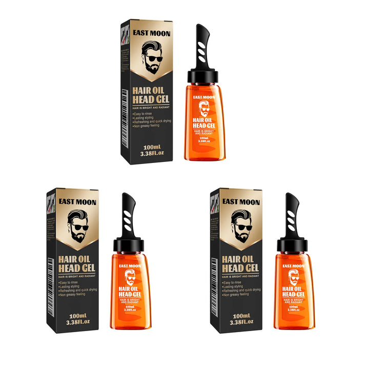 2 in 1 Men's Hair Styling Gel With Wide Tooth Comb Long-lasting Fluffy Hair Styling Oil Styling Cream Strong Hold & Shine