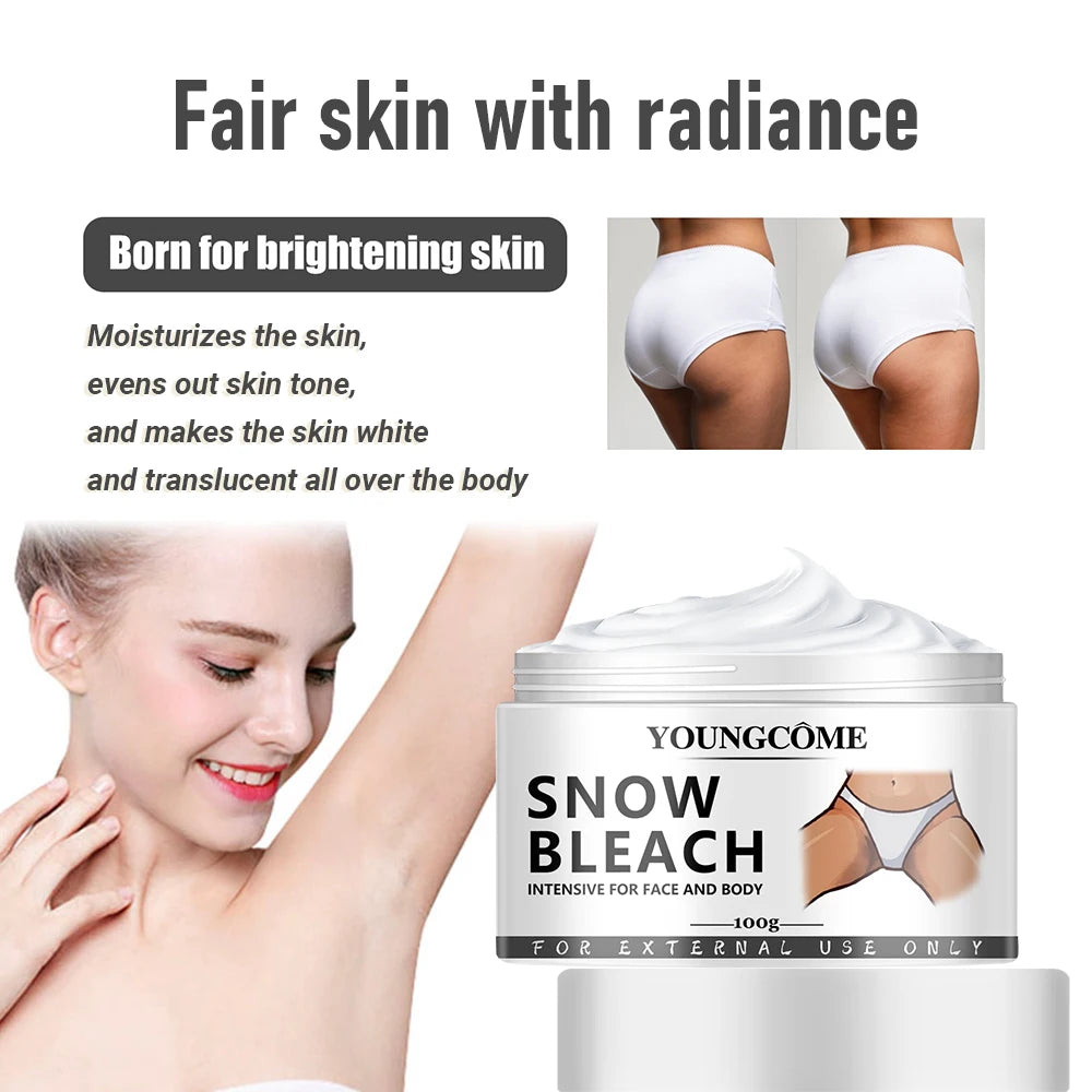 Body Whitening Bleach Cream Brighten Underarm Elbow Knees Joint Removal Intimate Parts Dark Spots Melanin Snow Bleach Cream 45ml