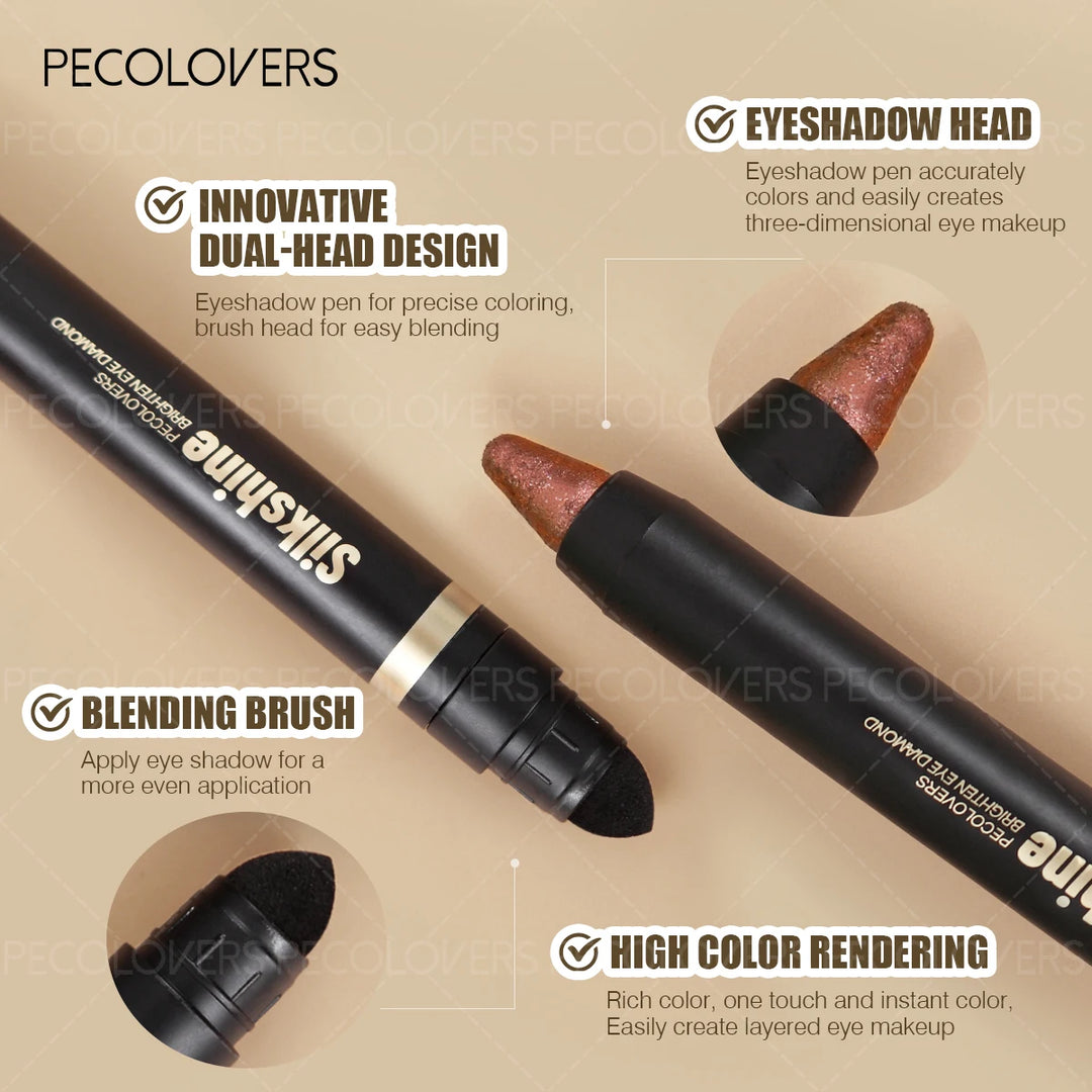 Double-head Eyeshadow Stick,Waterproof,Smudge-Proof Eyeliner, Multi-Color Shimmer Palette,Easy Application for Eyes Contouring