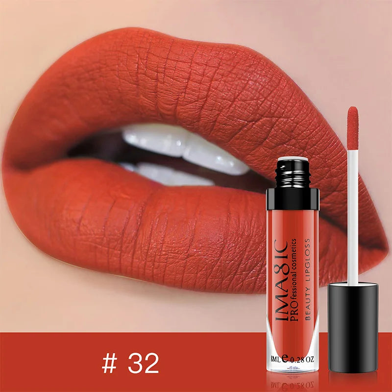 IMAGIC Lip Gloss Makeup Long Lasting Waterproof Lipstick Velvet Non-stick Cup 28 Colors Lip Tint Matte Sexy Red Liquid Lip Stick