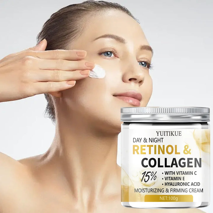 YUITIKUE 15% Retinol Collagen Cream 100g - Lift Firm Moisturize with Vit C/E Hyaluronic Acid