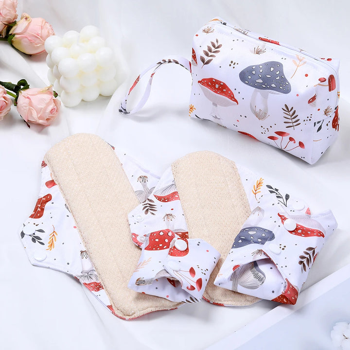 New Colourful Cotton Sanitary Pads Set Washable Menstrual Pads Reusable Nursing Pad Ladies Bratehable Cloth Menstruation Gift