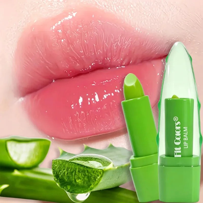 Aloe Vera Gel Lipstick Warming-Changing Waterproof Jelly Lip Balm Moisturizing Nourishing Lipstick Hydration Lips Care Cosmetics