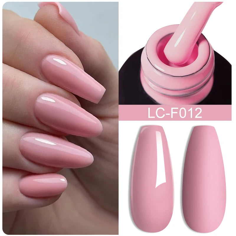 LILYCUTE 7ML Pink Glitter Nail Gel Polish Nude Natural Long Lasting Manicure Soak Off UV LED Nail Art Base Top Coat Gel Varnish