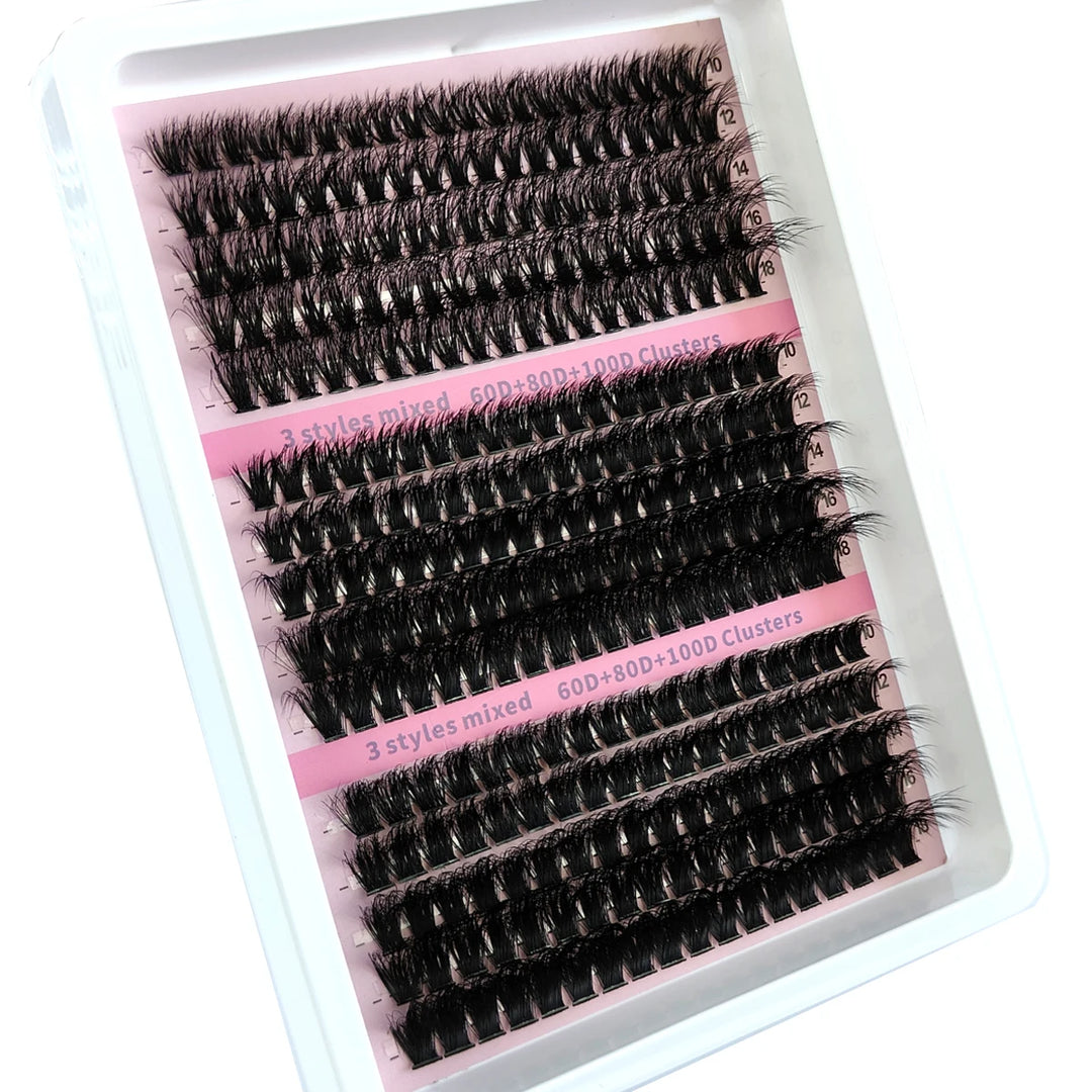 New 15Rows DIY 5D Fluffy Lash Clusters 60D-200D Thick Eyelash Clusters Wispy Individual Lashes 10-20mm Cluster Eyelash Extension