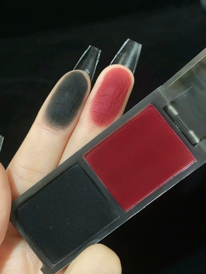 Biya 2 Color Eyeshadow Protable Red Black Plate Matte Eye Shadow Dark Smoky Cosmetics Makeup Party Halloween Diy Makeup