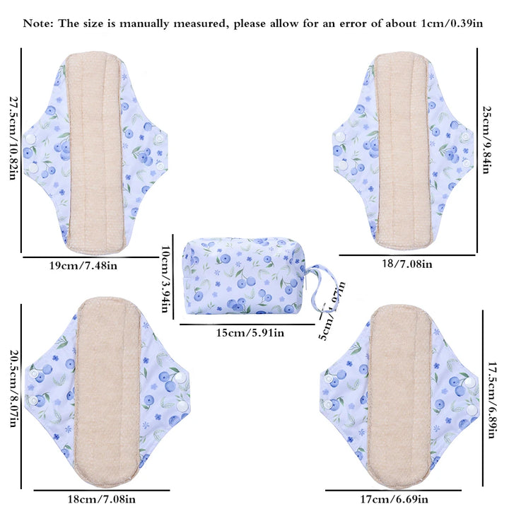 New Colourful Cotton Sanitary Pads Set Washable Menstrual Pads Reusable Nursing Pad Ladies Bratehable Cloth Menstruation Gift