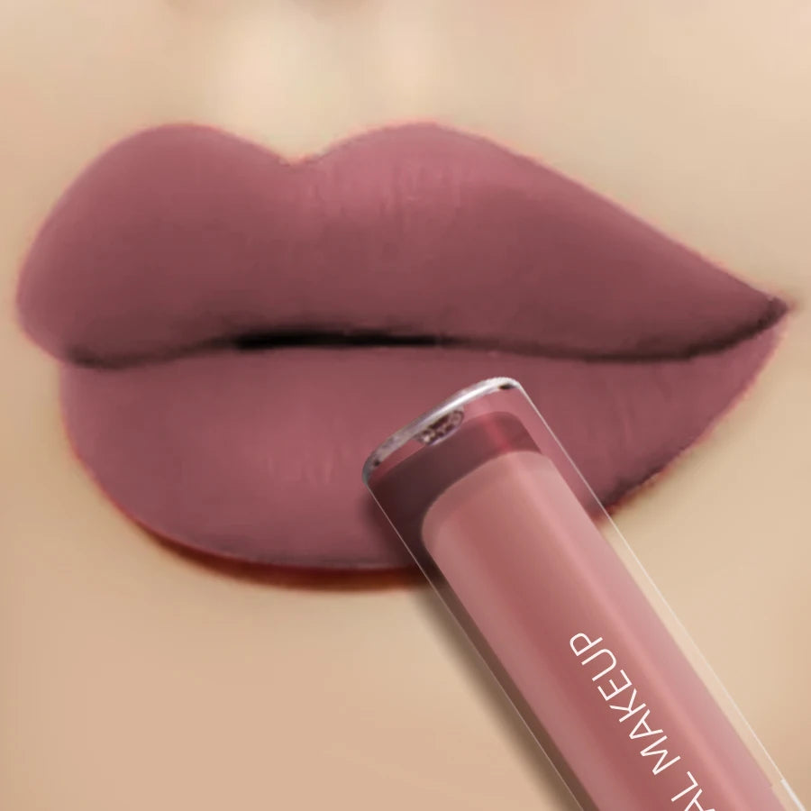 1PC Dark Brown Matte Velvet Lip Gloss Waterproof Liquid Lipstick Nude Brown Lips Korean Makeup for Lip Tint Lip Glaze Cosmetics